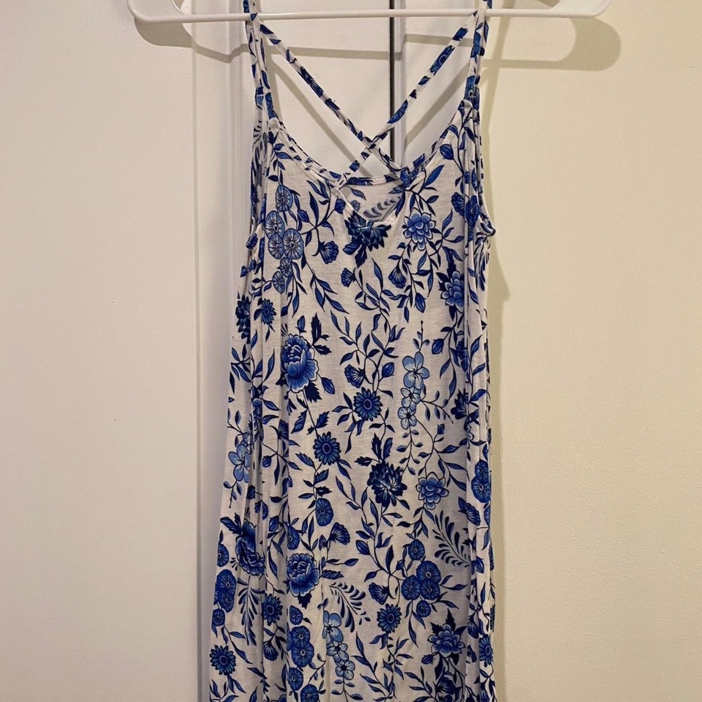 Blue and white strappy dress